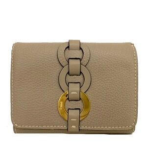 Chloé Darryl Taupe Leather Wallet with Gold Accent